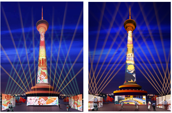 北京中央电视塔跨年灯光秀改线上举行