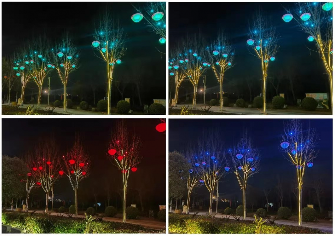 河南鹤壁城乡一体化示范区街道用灯光营造“繁星坠落”的浪漫