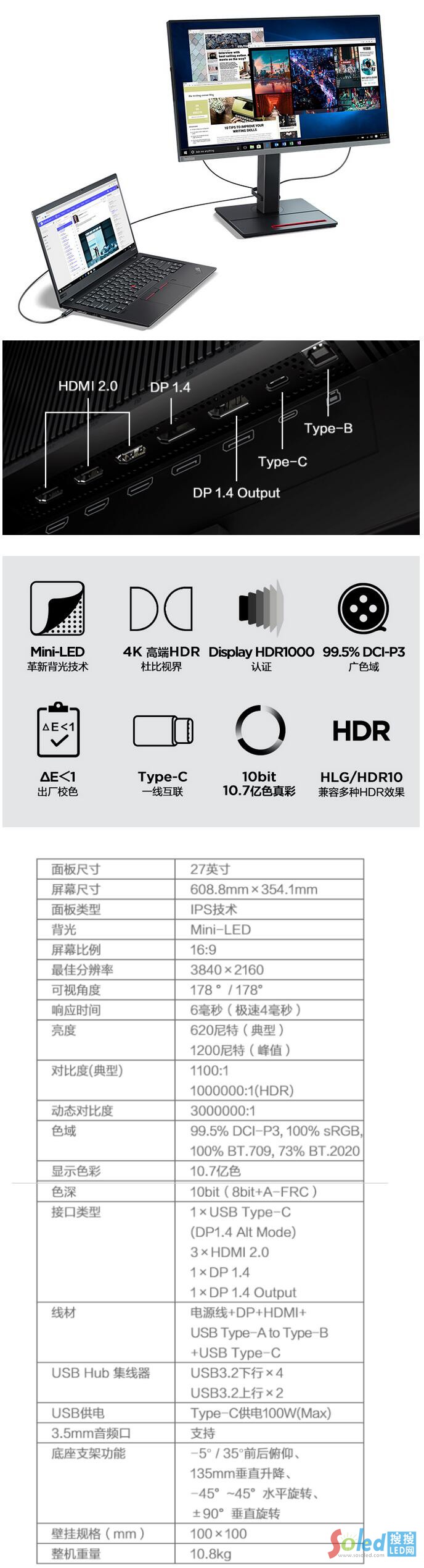 15999元起 1万颗mini LED 联想发布超高端4K显示器
