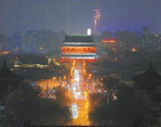北京“点亮中轴线”钟鼓楼段亮灯