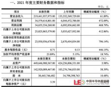 京东方2021年净利258亿元，同比增长412.86%