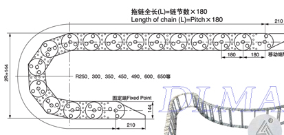 DLMA-TL180系列钢制拖链规格表