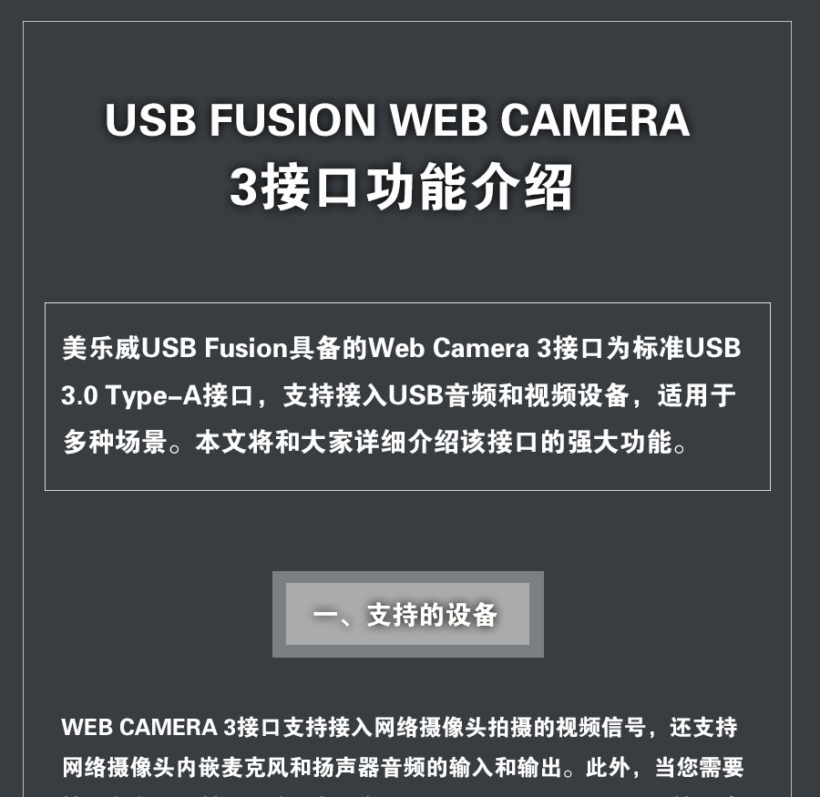 USB Fusion Web Camera 3接口功能介绍