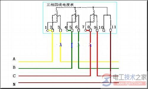 经电流互感器电能表的接线图示例