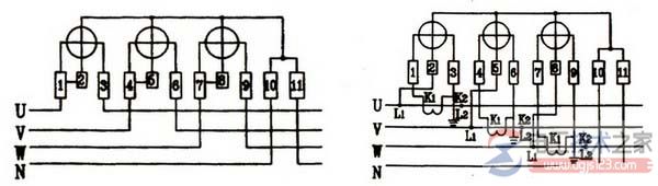 单相电表与三相四线电表的接线图与基本回路