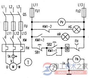 交流接触器的实物接线图_电动机可逆运行控制电路