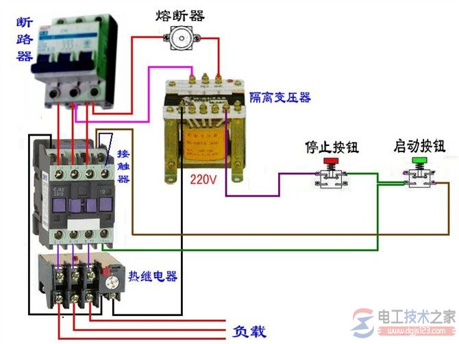 交流接触器的实物接线图_电动机可逆运行控制电路