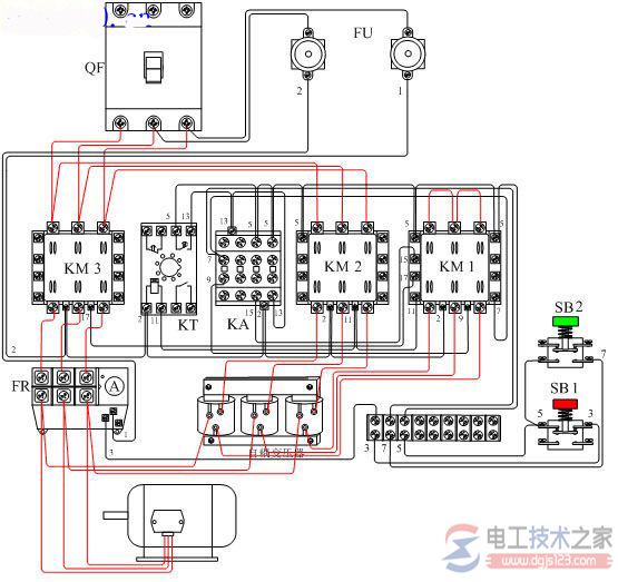 自耦变压器减压起动实物接线图怎么设计？