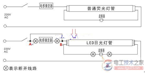 一例节能日光灯的启辉器电路图说明