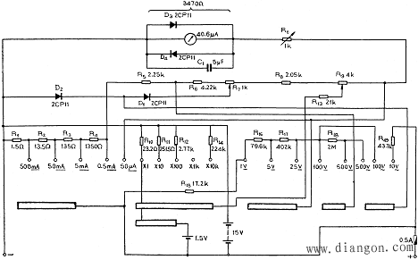 30型指针万用表电路图图片
