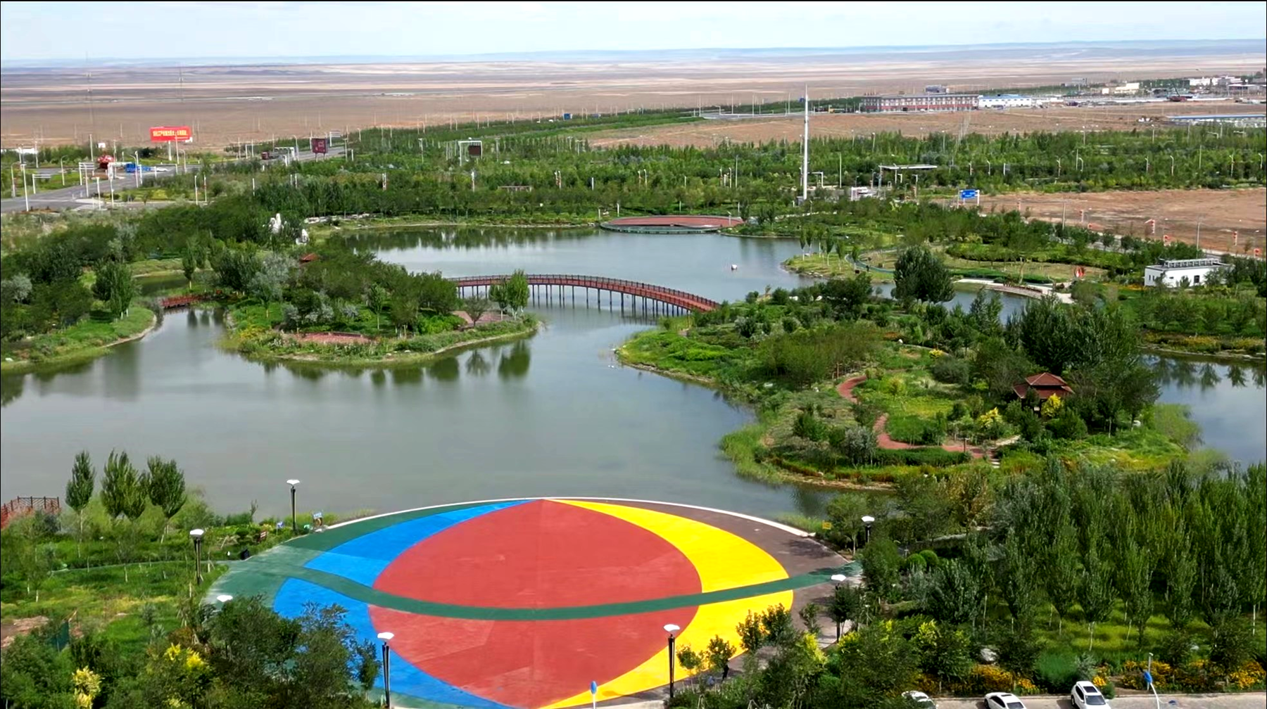 新疆昌吉州吉木萨尔县五彩湾新城湿地公园亮化景观打造舒心游园环境