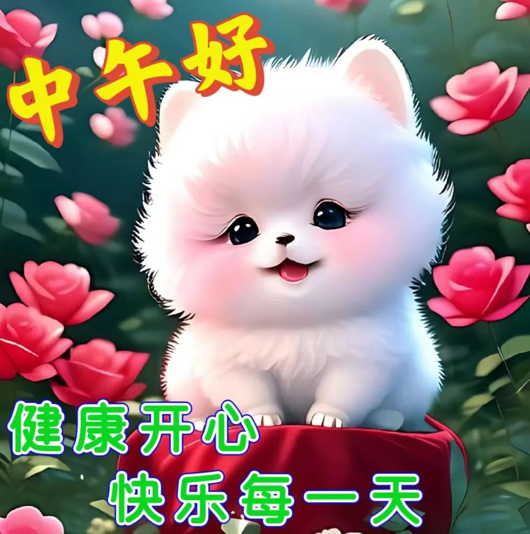 『周五中午好』中午好漂亮表情包，最新中午好图片，吃个午饭，为下午充电加油！